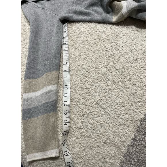 Apt 9 Womens Sz S Open Front Long Sleeve Sweater Cardigan Gray Tan White Striped - Picture 6 of 10